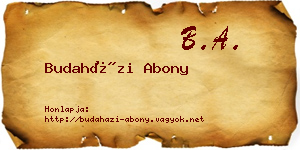 Budaházi Abony névjegykártya